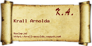 Krall Arnolda névjegykártya
